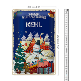 Blechschild Weihnachtsgrüße KEHL FEST 20x30cm