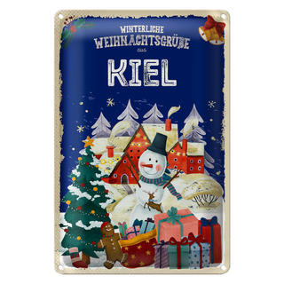 Blechschild Weihnachtsgrüße KIEL FEST 20x30cm