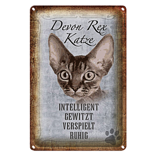 Blechschild Spruch 20x30cm Devon Rex Katze intelligent
