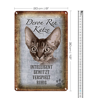 Blechschild Spruch 20x30cm Devon Rex Katze intelligent