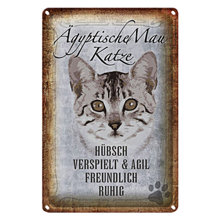 Blechschild Spruch 20x30cm Ägyptische Mau Katze