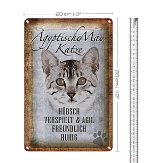 Blechschild Spruch 20x30cm Ägyptische Mau Katze
