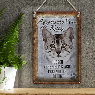 Blechschild Spruch 20x30cm Ägyptische Mau Katze