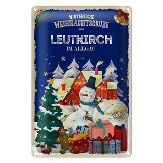 Blechschild Weihnachtsgrüße LEUTKIRCH IM ALLGAU 20x30cm