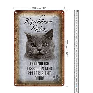 Blechschild Spruch 20x30cm Karthäuser Katze lieb