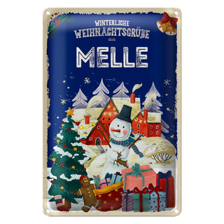 Blechschild Weihnachtsgrüße aus MELLE 20x30cm