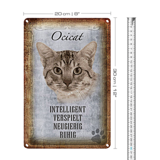 Blechschild Spruch 20x30cm Ocicat Katze verspielt