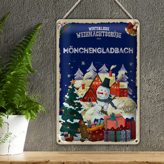 Blechschild Weihnachtsgrüße MÖNCHENGLADBACH 20x30cm