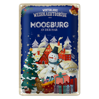 Blechschild Weihnachtsgrüße aus MOOSBURG AN DER ISAR 20x30cm