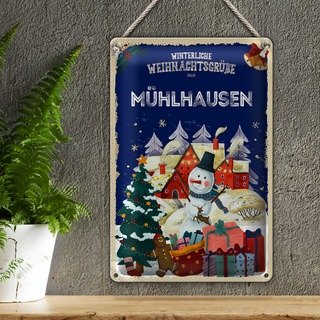 Blechschild Weihnachtsgrüße MÜHLHAUSEN 20x30cm
