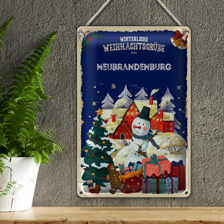 Blechschild Weihnachtsgrüße aus NEUBRANDENBURG 20x30cm