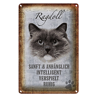 Blechschild Spruch 20x30cm Ragdoll Katze sanft