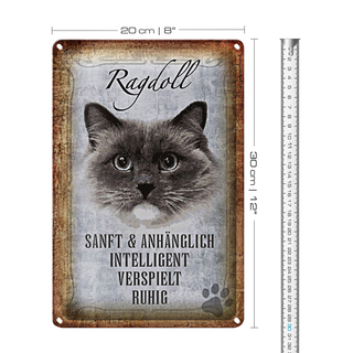 Blechschild Spruch 20x30cm Ragdoll Katze sanft