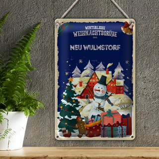 Blechschild Weihnachtsgrüße aus NEU WULMSTORF 20x30cm