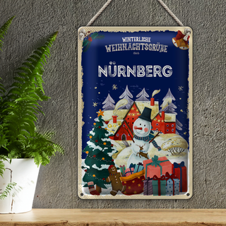 Blechschild Weihnachtsgrüße NÜRNBERG 20x30cm