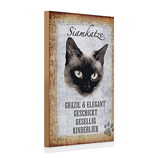 Holzschild Spruch 20x30cm Siamkatze Katze grazil