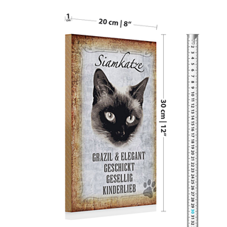 Holzschild Spruch 20x30cm Siamkatze Katze grazil
