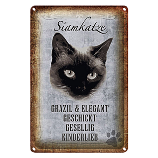 Blechschild Spruch 20x30cm Siamkatze Katze grazil