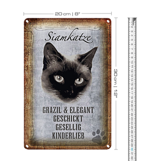 Blechschild Spruch 20x30cm Siamkatze Katze grazil