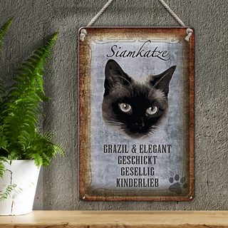 Blechschild Spruch 20x30cm Siamkatze Katze grazil