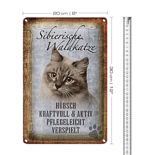 Blechschild Spruch 20x30cm sibirische Waldkatze Katze