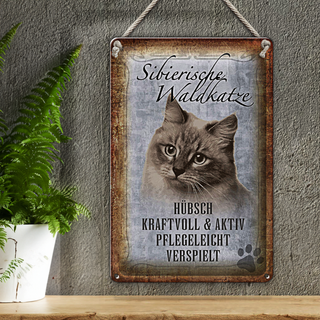 Blechschild Spruch 20x30cm sibirische Waldkatze Katze