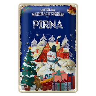 Blechschild Weihnachtsgrüße PIRNA FEST 20x30cm