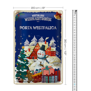 Blechschild Weihnachtsgrüße aus PORTA WESTFALICA 20x30cm