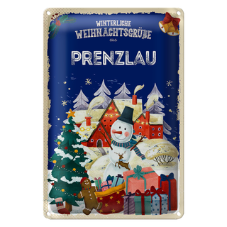 Blechschild Weihnachtsgrüße PRENZLAU 20x30cm