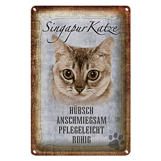 Blechschild Spruch 20x30cm Singapur Katze