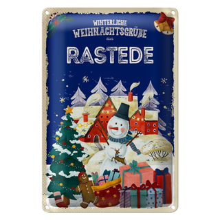 Blechschild Weihnachtsgrüße aus RASTEDE 20x30cm