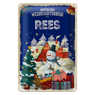 Blechschild Weihnachtsgrüße aus REES 20x30cm