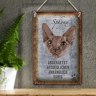 Blechschild Spruch 20x30cm Sphynx Katze Wanddeko