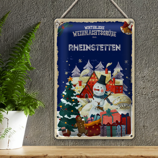 Blechschild Weihnachtsgrüße RHEINSTETTEN 20x30cm