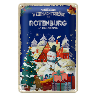 Blechschild Weihnachtsgrüße aus ROTENBURG AN DER WÜMME 20x30cm