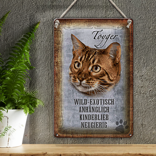 Blechschild Spruch 20x30cm Toyger Katze Wandbild