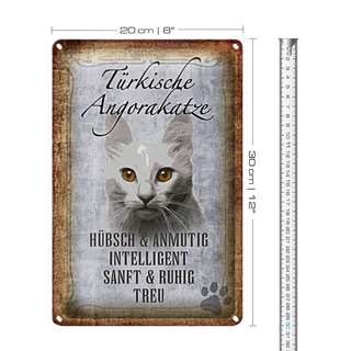 Blechschild Spruch 20x30cm türkische Angorakatze