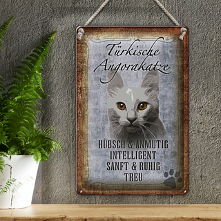 Blechschild Spruch 20x30cm türkische Angorakatze