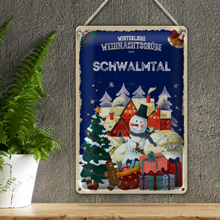 Blechschild Weihnachtsgrüße SCHWALMTAL 20x30cm