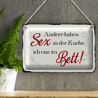 Blechschild Spruch 30x20cm Sex in der Küche Bett