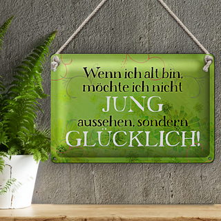 Blechschild Spruch 30x20cm wenn alt möchte jung