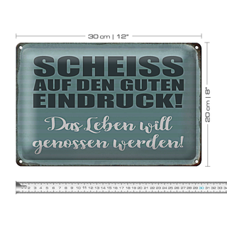 Blechschild Spruch 30x20cm Scheiss guten Eindruck