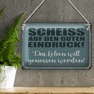 Blechschild Spruch 30x20cm Scheiss guten Eindruck