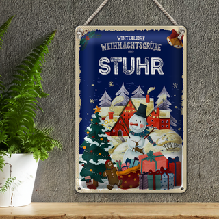 Blechschild Weihnachtsgrüße aus STUHR 20x30cm
