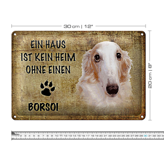 Blechschild Borsoi 30x20cm Haus ist kein Heim ohne