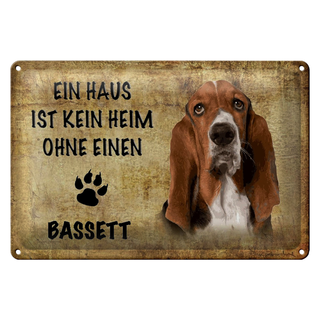 Blechschild Bassett 30x20cm Haus ist kein Heim ohne