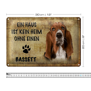 Blechschild Bassett 30x20cm Haus ist kein Heim ohne