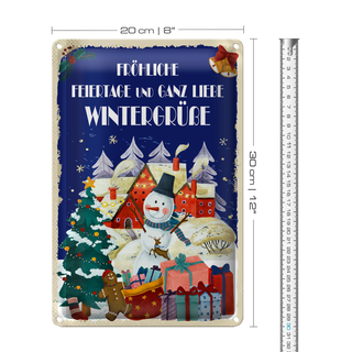 Blechschild 20x30cm WINTERGRÜSSE WEIHNACHTSGRUSS