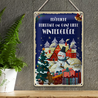 Blechschild 20x30cm WINTERGRÜSSE WEIHNACHTSGRUSS
