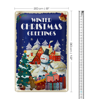 Blechschild 20x30cm Christmas Winter Greetings Weihnachtenration